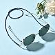 眼鏡チェーン  眼鏡用ネックストラップ  ガラスビーズ  真鍮ビーズ  合金カニカンとラバーループエンド  ブルー  28.9インチ（73.5cm）  3mm AJEW-EH00079-02-3