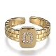 Brass Micro Pave Clear Cubic Zirconia Cuff Rings RJEW-H538-02G-D-1