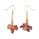 Natural Agate Clip Beads Dangle Cluster Earrings EJEW-JE03949-04-2