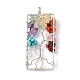 Rectangle Natural Natural & Synthetic Mixed Gemstone Copper Wire Wrapped Chip Big Pendants G-E195-09P-02-2