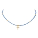 Halskette mit Anhänger aus Messing und Ketten aus Glasperlen für Damen NJEW-JN04429-3