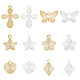 Superfindings 72 pieza 12 colgantes de latón de estilo colgantes de flores chapados de larga duración dijes de mariposa rombo estrella cruz colgantes de joyería para hacer joyas manualidades diy KK-FH0005-78-1