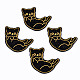 セルロースアセテート（樹脂）ペンダント  グリッターパウダー付き  猫  ブラック  52.5x46.5x2.5mm  穴：1.5mm X-RESI-T051-02B-1