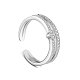 TINYSAND Rhodium Plated 925 Sterling Silver Cuff Rings TS-R425-S-1