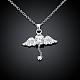 Silver Plated Brass Cubic Zirconia Fairy Pendant Necklaces NJEW-BB03306-2