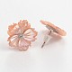 Plum Blossom Flower Pink Shell Stud Earrings EJEW-L124-01-2