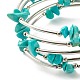 5-Loop Synthetic Turquoise(Dyed) Chip Beaded Wrap Bracelets for Women BJEW-JB01517-09-5