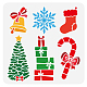 FINGERINSPIRE Christmas Ornament Stencil 11.8x11.8 inch Christmas Trees Snowflakes Stencil Template Plastic Bells Christmas Stockings Presents Box Patterns Stencil for Wood Wall Floor Christmas Decor DIY-WH0391-0465-1
