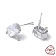 Rhodium Plated 925 Sterling Silver Rectangle Stud Earring Settings STER-M115-07P-2