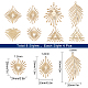 SUNNYCLUE 1 Box 8 Styles 32Pcs Light Gold Charms Geometric Triangle Rhombus Oval Charm Pendants Iron Hollow Leaf Leaves Charms Bulk for Jewellery Making Charms DIY Earrings Bracelet Necklace IFIN-SC0001-38-2