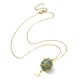 Brass Braided Macrame Pouch Star Pendant Necklace NJEW-TA00096-2