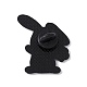 イースターをテーマにしたウサギのエナメルピン  バックパックの服のための電気泳動の黒い合金の動物のブローチ  花柄  33x28x2mm JEWB-E018-02EB-02-2