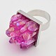 Platinum Plated Brass Druzy Crystal Wide Band Rings X-RJEW-M099-M-2