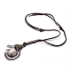 Adjustable Retro Zinc Alloy Pendant and Leather Cord Lariat Necklaces For Men NJEW-BB15989-A-1
