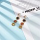 Glass Rectangle Beaded Long Dangle Stud Earrings with Imitation Pearl EJEW-TA00141-02-4