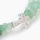 Bracelets extensibles avec perles en aventurine verte naturelle BJEW-JB03926-08-2