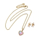 Coeur de zircone cubique clair avec collier pendentif arbre acrylique et boucles d'oreilles diamant SJEW-M099-03G-2