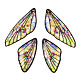 透明樹脂ウィングペンダントセット  金箔  蝶の羽のチャーム  カラフル  29.5~39.5x14.5x2.5mm  穴：0.8mm  2のペア/セット RESI-TAC0021-01A-3