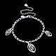 Bracelets de cheville avec breloque de feuille en laiton AJEW-BB20046-7