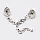 Iron Chain Extender with Brass Lobster Claw Clasps and Column Cord Ends KK-M096-M-NF-2