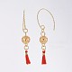 Cotton Tassel Dangle Earrings EJEW-JE03020-01-2