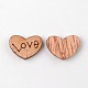 Heart with Love Wood Cabochons WOOD-K002-03-2