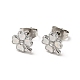 Enamel Clover with Crystal Rhinestone Stud Earrings with 316 Surgical Stainless Steel Pins EJEW-A081-12P-03-1