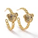 Bear Brass Micro Pave Clear Cubic Zirconia Ear Studs for Her KK-K258-28G-RS-1
