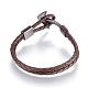 Bracelets multi-rangs avec cordon en cuir tressé BJEW-F291-06A-2