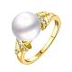 Tondo guscio anelli di perle di ottone RJEW-BB05571-1