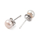 Orecchini a bottone con perle rotonde di perle naturali EJEW-E298-01B-01P-2