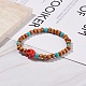 Natural Wood & Synthetic Turquoise(Dyed) Stretch Bracelet BJEW-JB08146-2
