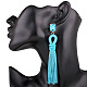 Trendy Women's Nylon Long Tassel Dangle Stud Earrings EJEW-N0020-017A-5