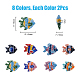 Dicosmetic 16 Uds. Cuentas de pez de porcelana de 8 colores PORC-DC0001-01-2