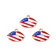 アメリカの国旗スタイルの合金エナメル ペンダント  ライトゴールド  リップチャーム  ホワイト  13.5x18x1.8mm  穴：2mm ENAM-K067-42-2