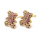 Cubic Zirconia Bear Stud Earrings EJEW-R150-17G-2
