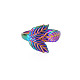 Regenbogenfarbe 304 Blatt-Manschettenring aus Edelstahl RJEW-N038-041M-1