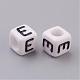 White Letter E Cube Acrylic Beads X-PL37C9308-E-2