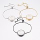 (Jewelry Parties Factory Sale)Adjustable Brass Micro Pave Cubic Zirconia Shell Bolo Bracelets BJEW-H557-01-1