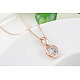 Rose Real 18K Gold Plated Eco-Friendly Alloy Czech Rhinestone Heart Pendant Necklaces NJEW-AA00068-43RG-3