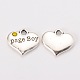 Wedding Theme Antique Silver Tone Tibetan Style Heart with Page Boy Rhinestone Charms X-TIBEP-N005-14E-1