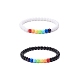 2 Uds. Juego de pulseras elásticas con cuentas redondas acrílicas de 2 colores para mujer BJEW-JB08555-01-1