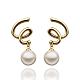Helix & Round Tin Alloy Imitation Pearl Dangle Earrings For Women EJEW-BB13470-G-1