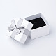 厚紙ギフト箱  ペンダントとリングボックス  ちょう結びリボン付き  正方形  ホワイト  7.4x7.4x5.3cm  スポンジで X-CBOX-G012-01E-3