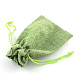 黄麻布ラッピングポーチ巾着袋  黄緑  13.5~14x9.5~10cm X-ABAG-Q050-10x14-02-3