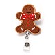 Christmas Gingerbread Man Felt & ABS Plastic Badge Reel AJEW-I053-04-1