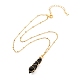 Double Pointed Natural Lava Rock Pendant Necklace NJEW-JN03720-04-5