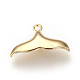 真鍮製チャーム  ニッケルフリー  18KGP本金メッキ  クジラの尾形  8x14x2.5mm  穴：1mm KK-R058-004G-3