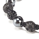 Bracelet de perles tressées en pierre de lave naturelle et hématite synthétique avec boule disco en strass BJEW-JB07896-02-3