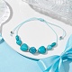 Bracelets de perles tressées turquoise synthétique coeur BJEW-JB09822-4